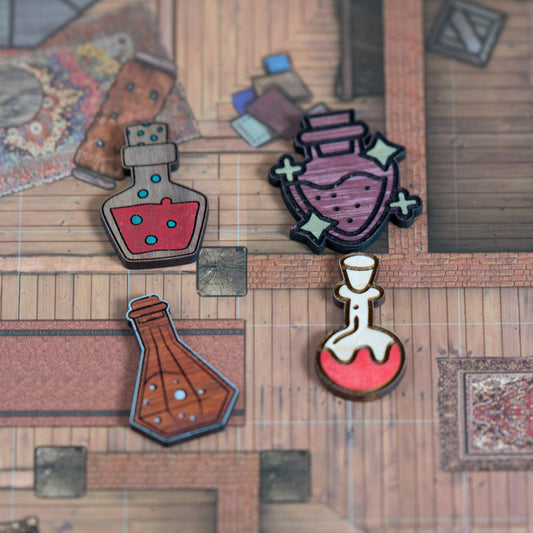 Enchanted Tokens: Wooden RPG Game Items