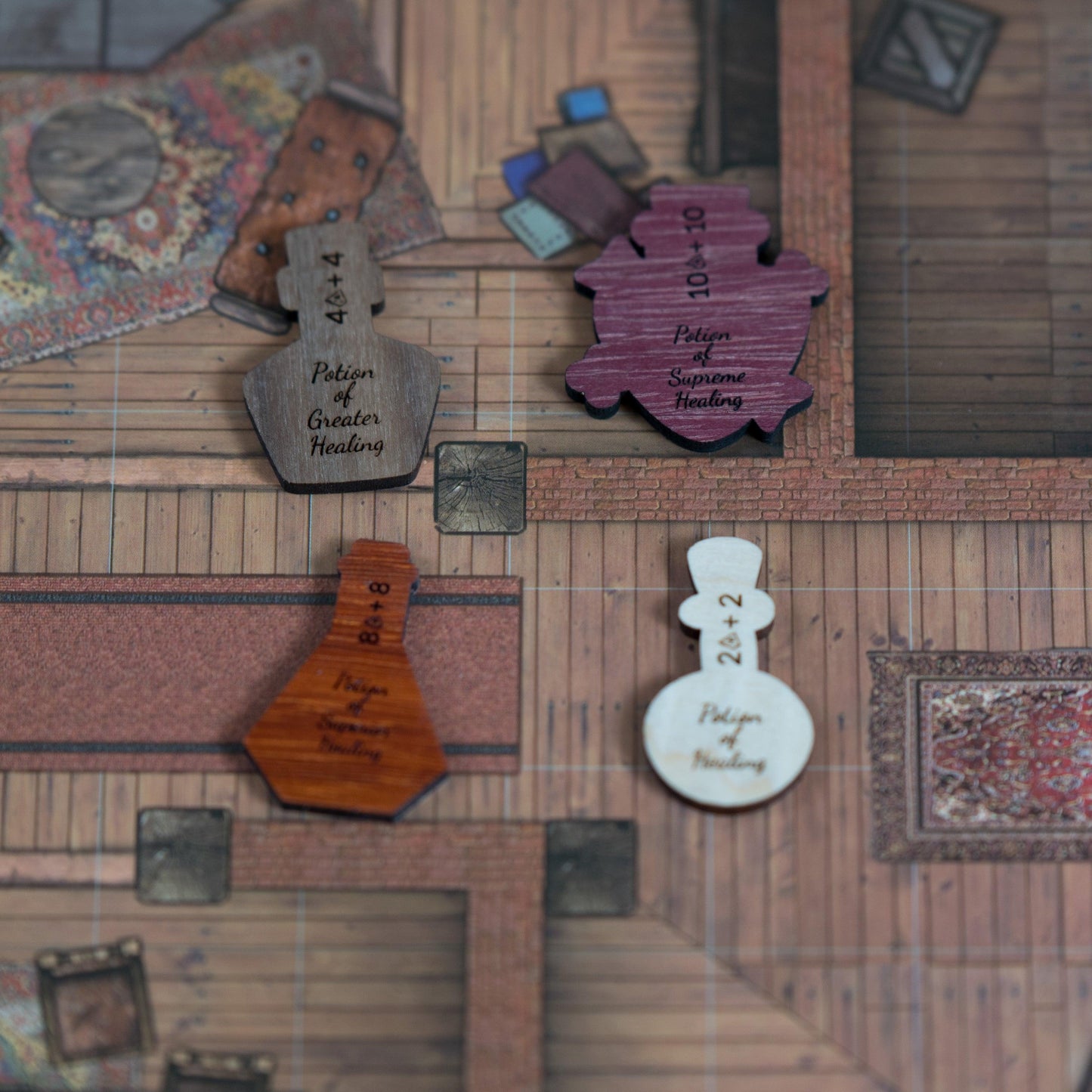 Enchanted Tokens: Wooden RPG Game Items